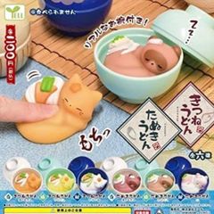 きつねうどんたぬきうどん食品サンプルガチャガチャ動物スクイーズ和食お椀かわいい麺類