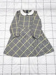 ◇ ⊇ B:MING by BEAMS キッズ 子供服 チェック柄 長袖 ワンピース サイズ110 ブラック イエロー ホワイト系 女の子 E  【1508060016140】