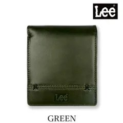 グリーン Lee リー クロスステッチ 二折 財布 スリム 本革 リアルレザー0520695のサムネイル