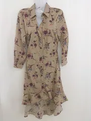 ◇ fifth フィフス 花柄 フラワー 長袖 膝下丈 ワンピース サイズS ベージュ マルチ レディース  【中古】 【1207080005645】