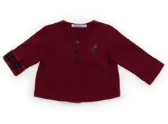 ★美品★ ファミリア familiar カーディガン 70 女の子 赤紫・チェック 子供服 ベビー服 キッズ（1345314）