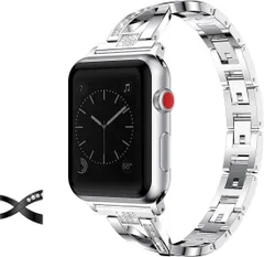 【数量限定】40mm 44mm (38mm/40mm) 42mm Watchストラップ38mm コンパチブルiWatchシリーズ4/3/2/1のブリンブリンラインストーン交換ベルト、調節可能なステンレススチールブレスレットストラップリストバンドリンクメタルバッ