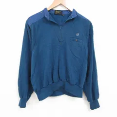 XL/古着 長袖 ハーフジップ スウェット メンズ 90s クルーネック 青緑 25may23 中古 スエット トレーナー トップス