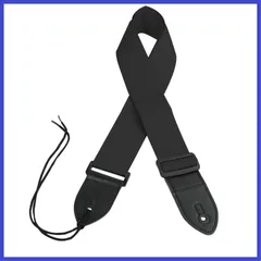 ベース ギター 2枚合わせ ストラップ 高耐久 ブラック [RocksoN]