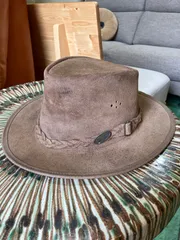 OVERLANDER オーバーランダー　帽子　水牛　メンズ　レザー　ビンテージ　ヴィンテージ　アンティーク　カウボーイ　ハット　オーストラリア　XLサイズ　ブラウン　ブランド　テンガロンハット　コアラハット