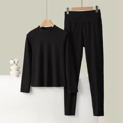 ルームウェア レディース 上下セット インナー Tシャツ 微起毛 厚手 暖か 防寒 長袖 インナーシャツ クルーネック ロングパンツ 無地 秋 冬 部屋着 シンプル カジュアル ファッションqdfs574