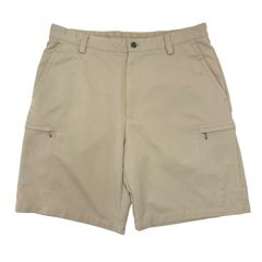 W34 USA古着 IZOD GOLF サイドポケット ハーフパンツ ショートパンツ チノショーツ 膝丈 ベージュ