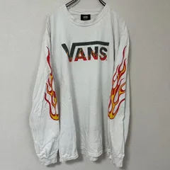 VANS ロングTシャツ ホワイト M プリント カジュアル 炎