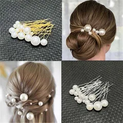 Uピン 大小 パール ヘアピン 髪飾り 成人式 結婚式 18本セット ゴールド シルバー