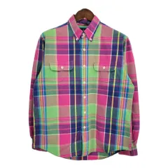90年代 RALPH LAUREN ラルフローレン ボタンダウン 長袖シャツ チェック マルチカラー (メンズ L) 中古 古着 S1207