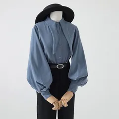 ボリューム袖 シャツ ブラウストップス レディース ワイシャツ カジュアル 無地 大人 用意 女性 ビジネス 通勤 入学式 卒業式 ママ nvrhyyl04