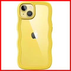 【在庫処分】JEDirect iPhone 14 Plus 6.7インチ用 かわいい ケース 波状フレーム うねうね 耐衝撃 スマホカバー 女性用 女子向け クリア ハードPCバック (イエロー)