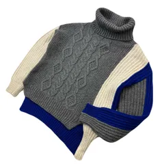 ZARA ザラ ニット セーター デザイン グレー ホワイト ブルー S レディース 秋冬 モード ストリート 大人カジュアル 人気 定番 ■K287