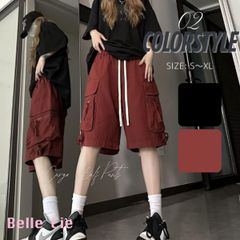 ハーフパンツ ボトムス カーゴパンツ ストリート ウエストゴム 夏 レディース 韓国ファッション スポーティ ダンス カジュアルパンツ ラフ 楽ちん