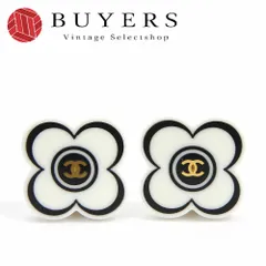 【中古】シャネル イヤリング ココマーク フラワーモチーフ クローバー 02P メッキ ゴールド ホワイト ブラック ジュエリー アクセサリー 小物 おしゃれ レディース 女性 CHANEL accessories  Earrings coco Flower