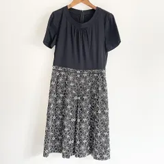 #snc レリアン Leilian ワンピース 9 黒 刺繍 半袖 切り替え レディース [837170]のサムネイル