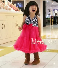 ★Kireisui★新品★シフォン　ホットピンク&ゼブラ柄　チュチュドレス　80★