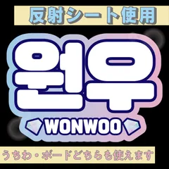 r■ウォヌWONWOO■SEVENTEENセブチ　屋外対応水にぬれてもにじまないスタジアム公演にも最適♪　KDハングル反射うちわ文字ファンサ文字スローガン文字パネル文字連結文字