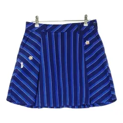 サイズ：11 LECOQ GOLF ルコックゴルフ  コットン混スカート ネコ刺繍 ストライプ柄 ネイビー系 [240101210723]# ゴルフウェア レディース ストスト