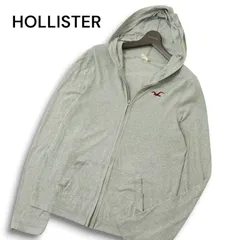 HOLLISTER ホリスター 通年 ロゴ刺繍★ ジップアップ フーディー パーカー Sz.M メンズ 灰