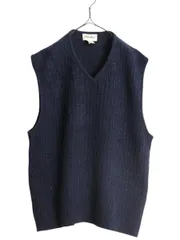 【お得なクーポン配布中!】 90s エディーバウアー  ニット ベスト メンズ XL オールド Vネック ウール 無地 リブ編み 重ね着 プルオーバー ミドルゲージ 大きいサイズ