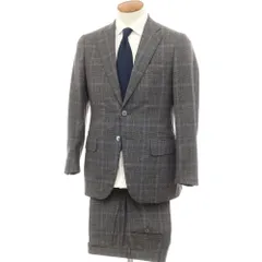 【中古】イザイア ISAIA ウールカシミヤ グレンチェック 2つボタンスーツ グレーxパープル【サイズ46 8R】【メンズ】のサムネイル