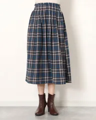 SALE サマンサモスモス　チェックロングスカート　ブルー