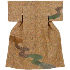 半幅帯　型染更紗　茶色系未使用品 ジャワ更紗 半幅帯 花葉色×群青×抹茶 | 古布と帯 夫々 -sorezore-