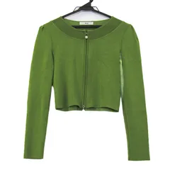 ルネ カーディガン トップス ニットブルゾン パール 日本製 レディース 34サイズ グリーン rene 【中古】