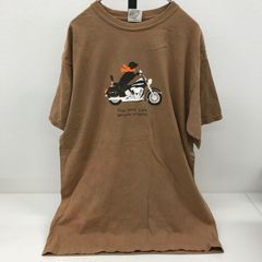 L　The　Good　Life　Martha's　Vineyard　犬　バイク　ブラウン　Tシャツ　輸入　古着