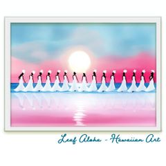 ハワイアンアート 額付き A4｜フラの祝福 No.45 Leaf Aloha