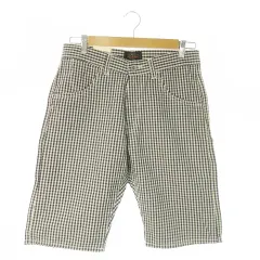 ビームスプラス BEAMS+ ショートパンツ ハーフ 麻 リネン混 ギンガムチェック 総柄 S 紺 ネイビー /AO22