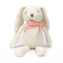 FLUFFYFUN 100% オーガニックコットン 赤ちゃん おもちゃ うさぎ ぬいぐるみ 18cm (ホワイト) 0