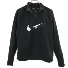 NIKE ナイキ ランニング 長袖 ハーフジップ Tシャツ S 黒 ロンT DRI-FIT レディース 古着