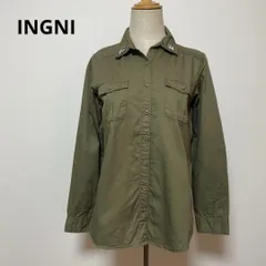 INGNI イング オリーブ色 長袖 ストレッチ シャツ Mサイズ ビジュー