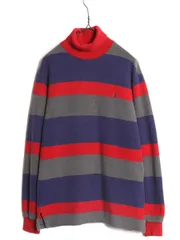 【お得なクーポン配布中!】 90s USA製 ポロ ラルフローレン タートルネック ボーダー 長袖 Tシャツ メンズ M 90年代 オールド ロンT ヘビーウェイト ハイネック 鹿の子