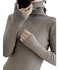 [Dep Club] 週7ハイネック ハイネックセーター レディース 薄手 タートルネック 長袖 ハイネック ニット インナー モード系 シンプル カシミヤタッチ 秋冬 冬 冬服 (JP, アルファベット, XL, ダークブラウン [ダークブラウン] [XL]