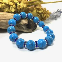 パワーストーン　ブレスレット　ターコイズ　12mm （ダークブルー）メンズ・レディース　男性・女性　数珠ブレス　開運  [1]