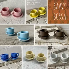 52 ミニチュアカップ＆ソーサーφ1.4cm Mサイズ 2客セット/ ミニチュアマグ カップ  ミニチュア食器  陶器 ハンドメイド