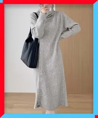 新品 タートルネック ワンピース レディース 体型カバー ラインワンピ 長袖 オフタートル 大人可愛い 着回し 【送料無料】