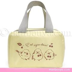 シマエナガ グッズ お弁当バッグ 保冷 保温 ランチバッグ チェリー柄 イエロー シュガーフェイス 入園 入学 通勤 通学