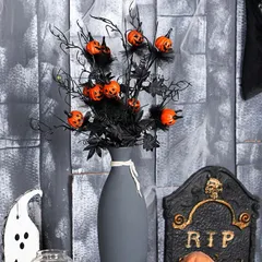 3点セット ダークハロウィン パンプキン モミジ ブーケ 黒とオレンジ フラワーアレンジメント ハロウィン 飾り テーブル インテリア おしゃれ ホームパーティー 装飾