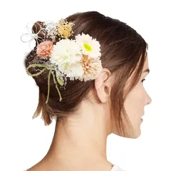 人気商品髪飾り 9点セット 花 ドライフラワー リボン ヘアピン uピン 和装 和風 七五三 成人式 卒業式 和装 浴衣 [Kingsiely] 着物 振袖 袴 ヘアアクセサリー袖 (9点セット オレンジ)