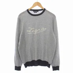 エルメネジルドゼニア Ermenegildo Zegna PURE CASHMERE ニット セーター 長袖 クルーネック ロゴ カシミヤ 50 XL グレー /BMのサムネイル