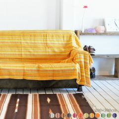 マルチカバー ソファカバー 約200×300cm前後 コットン 綿100％ マルチボーダー ベッドカバー こたつカバー 目隠し 布 mg00236