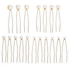 【新着商品】ヘアピン U 髪飾り パール 5種類 18本セット ウェディング 結婚式 ヘアアクセサリー ヘアアクセサリー 卒業式 発表会 女性 Frcolor 女の子 髪留め パール ホワイト