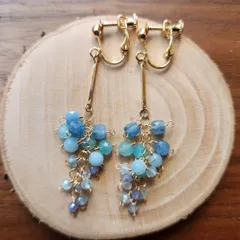 アクアマリンの流水　天然石イヤリング/ピアス　★ハンドメイド