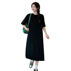 [MOWO] ワンピース レディース 春夏 【軽やかで快適な・痩せ見えリラックス感・女性らしい魅力】 ゆったり Tシャツワンピース カジュアル 着痩せ ドレス ８色入 体型カバー おしゃれ シンプル 通気性 薄手 無地 半袖