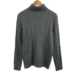 ナノユニバース nano universe セーター ニット プルオーバー タートルネック ケーブル編み 無地 長袖 M グレー