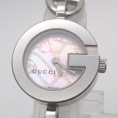 GUCCI　グッチ　 チェーンブレスレット ウォッチ  クォーツ SS 107 ピンクシェル文字盤 レディース　管理13104